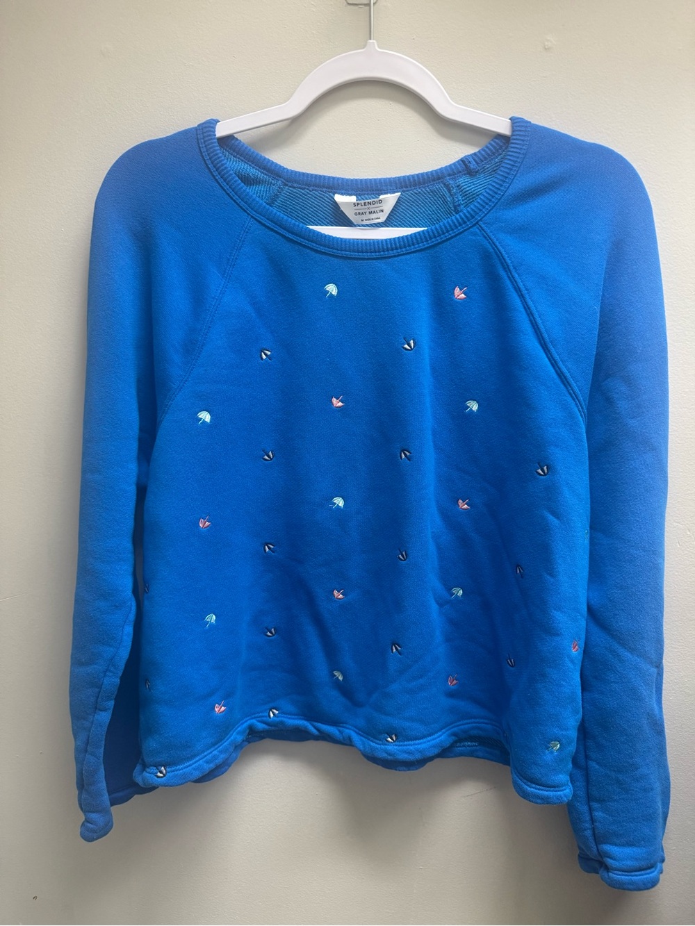 Splendid Bright Blue Embroidered Crewneck Sweatshirt